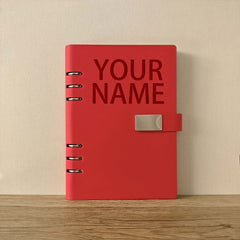 Personalized A5 PU Leather Notebook Embossed Name Glossy Finish 5 Colors