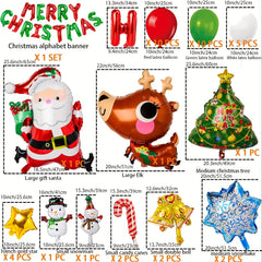 40pcs Christmas Balloons Foil And Latex Balloons Christmas Red Green Balloons