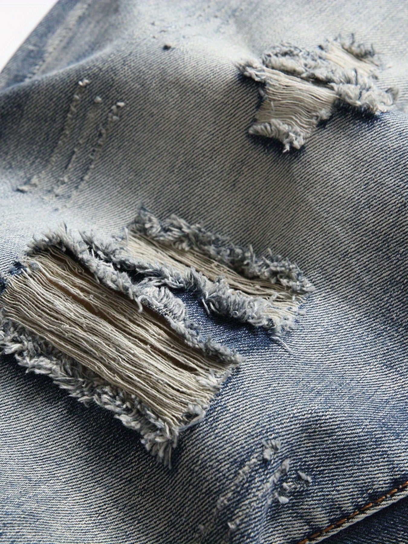 Men's Ripped Denim Shorts Street Style Distressed Summer Wear