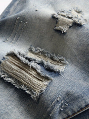 Men's Ripped Denim Shorts Street Style Distressed Summer Wear