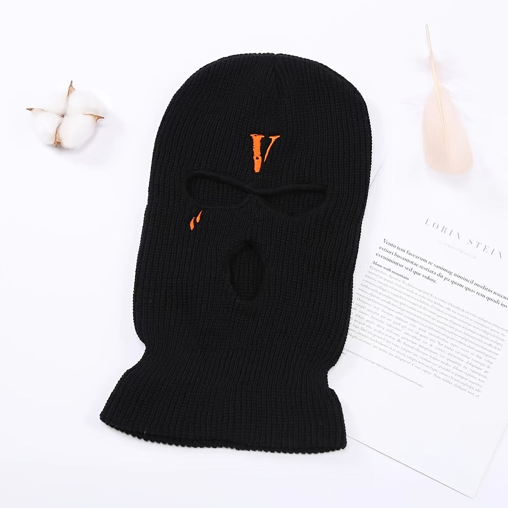 Winter Embroidered Wrap Head Wool Knitted Hat