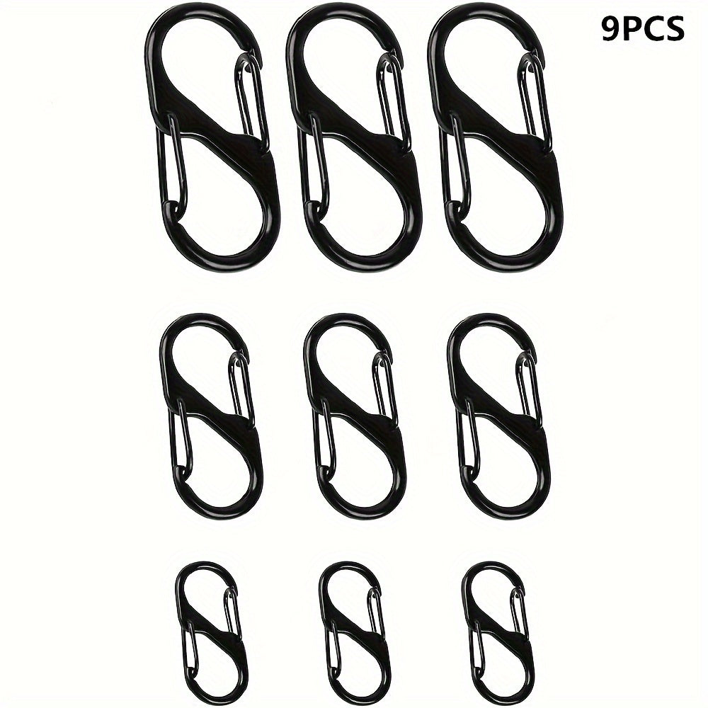 10pcs Metal Lock Clip Keychain S Shaped Buckle Outdoor Camping Hiking Travel