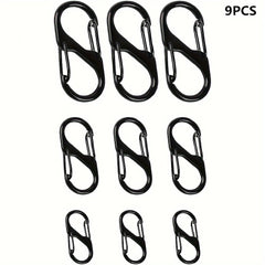 10pcs Metal Lock Clip Keychain S Shaped Buckle Outdoor Camping Hiking Travel