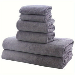 6pcs Coral Fleece Towel Set Soft and Absorbent for Bathroom, Gym, Hotel