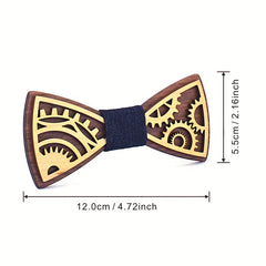 Steampunk Gear Wooden Bow Tie & Cufflinks Set for Party Wedding