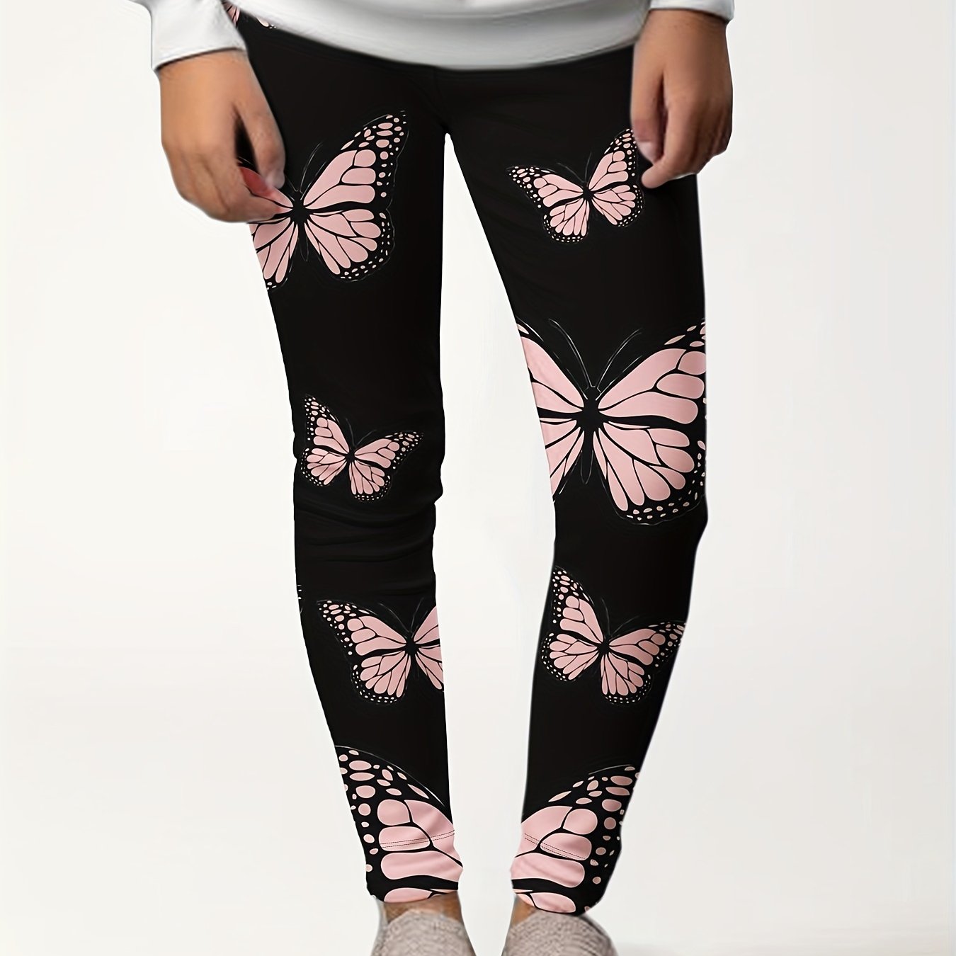 Butterfly Graphic Leggings Girls Thick Leggings For Spring Fall Winter