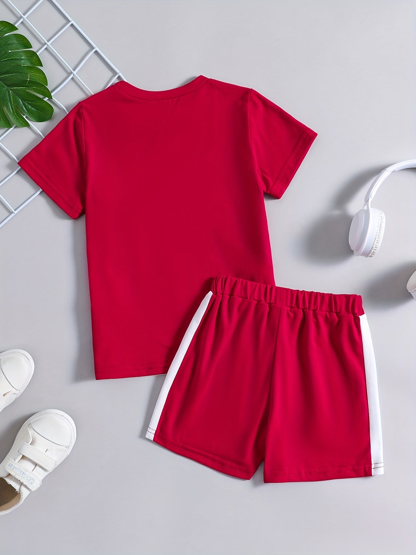 Boys Casual Outfit Summer Clothes Set Round Neck T-shirt & Shorts