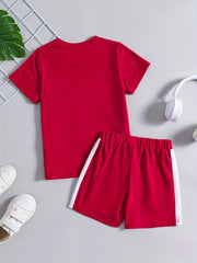 Boys Casual Outfit Summer Clothes Set Round Neck T-shirt & Shorts