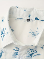 Floral Print Men's Short Sleeve Shirt for Summer Vacation