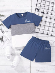 Boys Casual Outfit T-Shirt & Shorts Summer Clothes Set