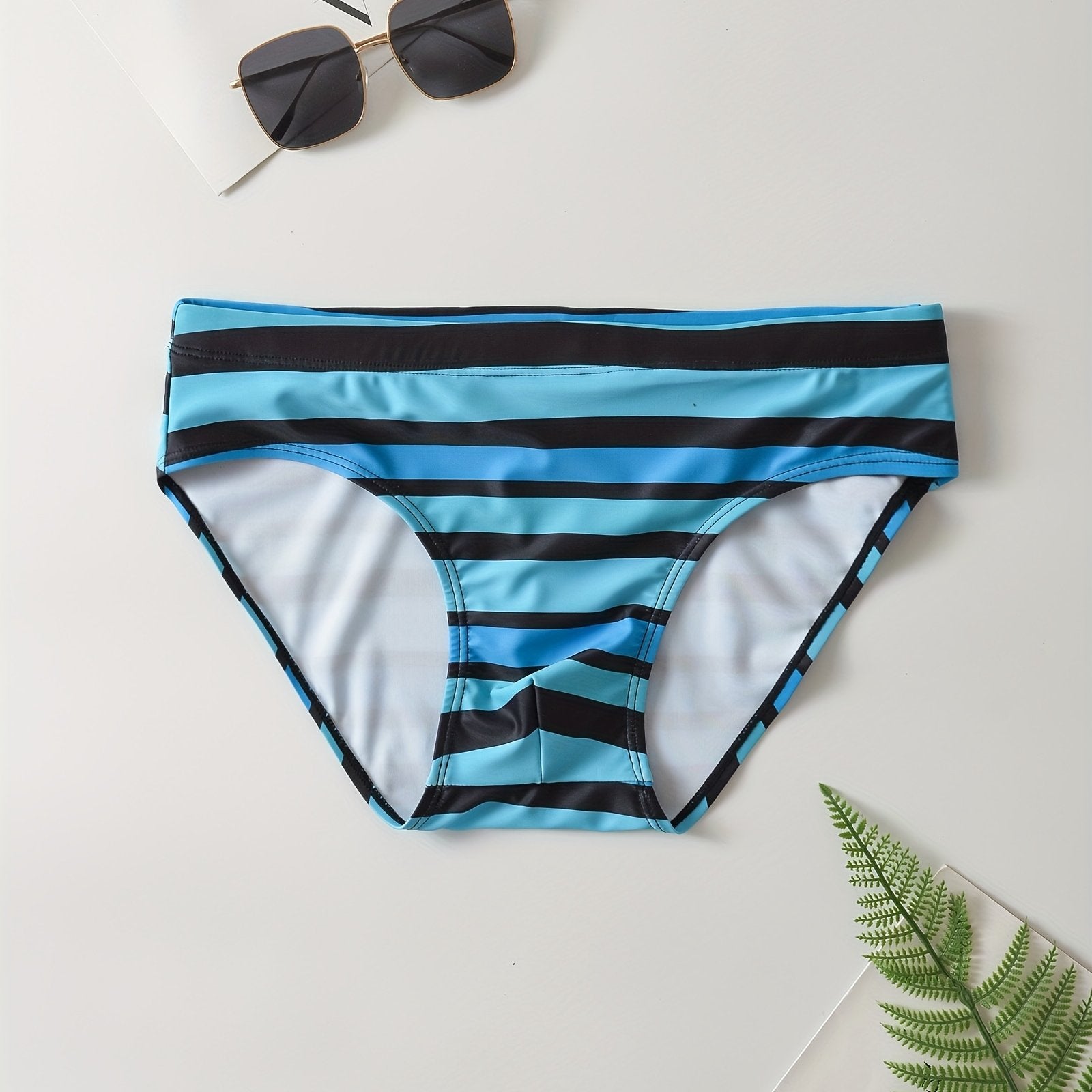 Men's Stripe Quick Dry Triangle Briefs Swimwear for Summer