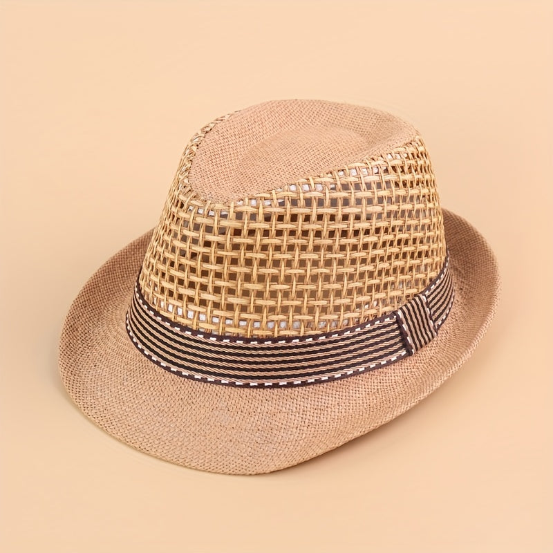 Kids Large Brim Sun Hat Straw Breathable Hollow Sunscreen Baby Hat
