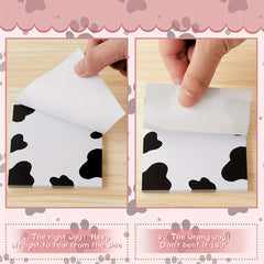 2 Packs Cow Print Sticky Note Pads Self-Adhesive Memo Pads for School