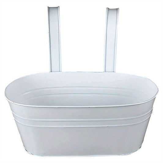Metal Hanging Flower Pots Wall Mounted Garden Bucket with Hooks