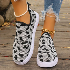 Cow Pattern Slip on Sneakers for Women, Lightweight Walking Shoes