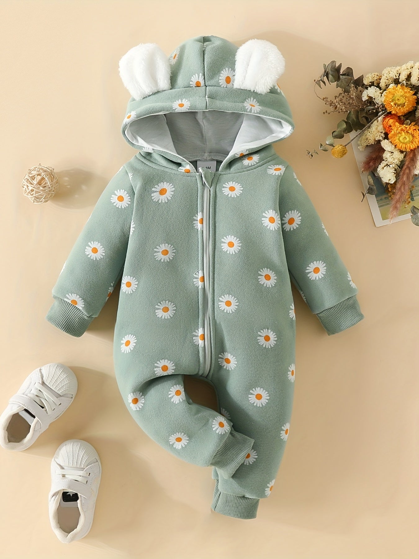 Baby Bowknot Hooded Sweatshirt Romper Zipper Outwear Christmas Gift