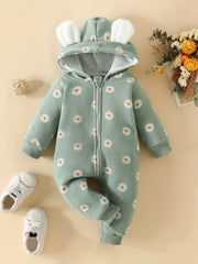 Baby Bowknot Hooded Sweatshirt Romper Zipper Outwear Christmas Gift