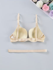 Solid Push Up Bra Comfy & Breathable Women's Lingerie
