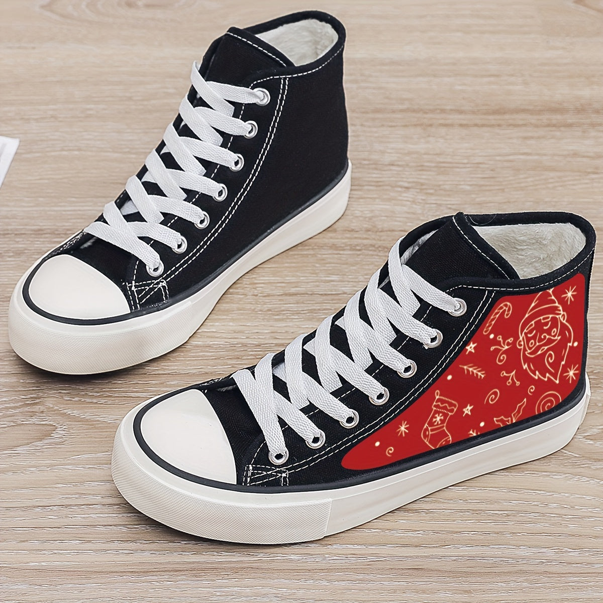 Christmas Plush Lined Thermal Chunky Canvas Sneakers