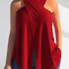Split Cross Halter Neck Top for Summer