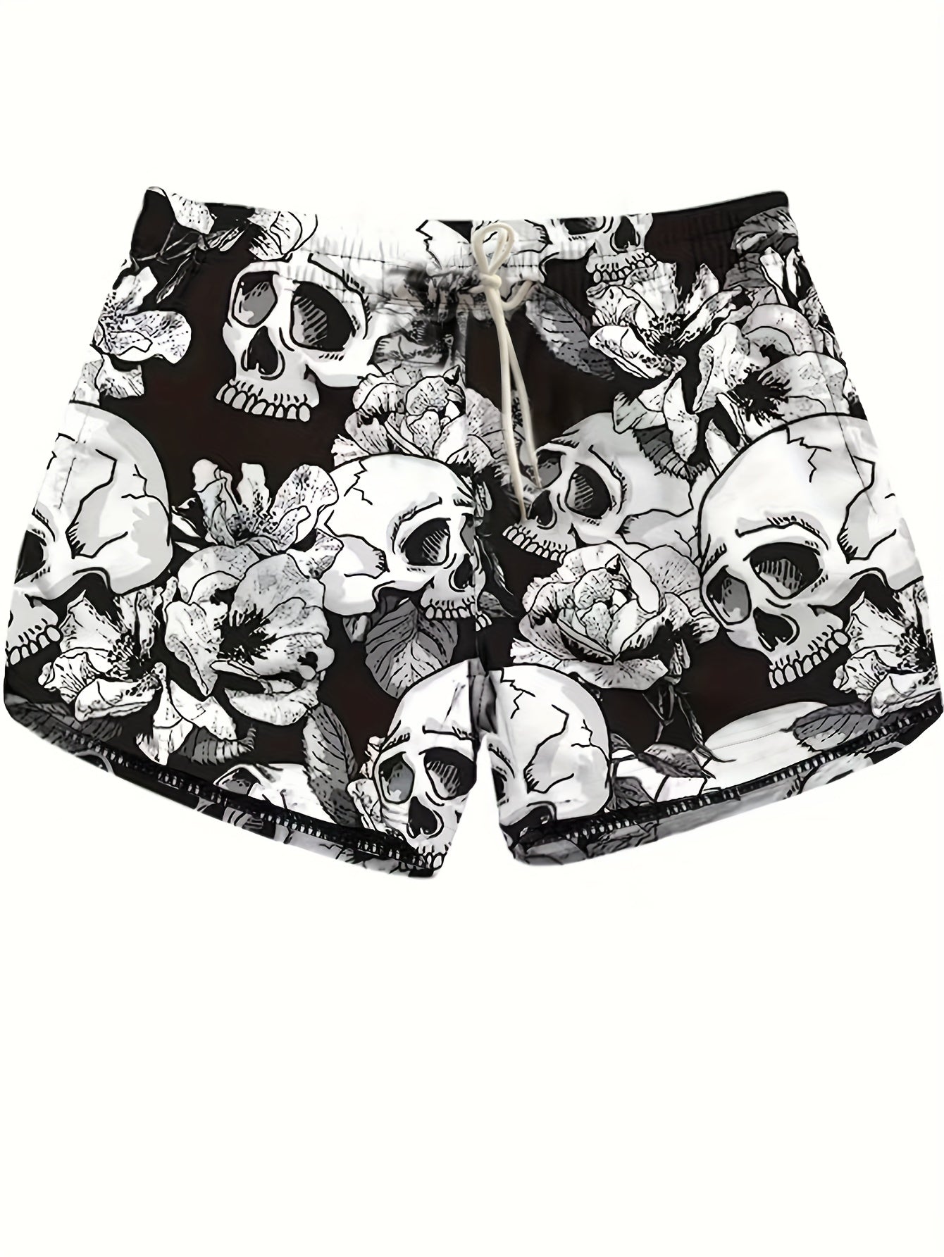 Gothic Skull Print Fitness Shorts