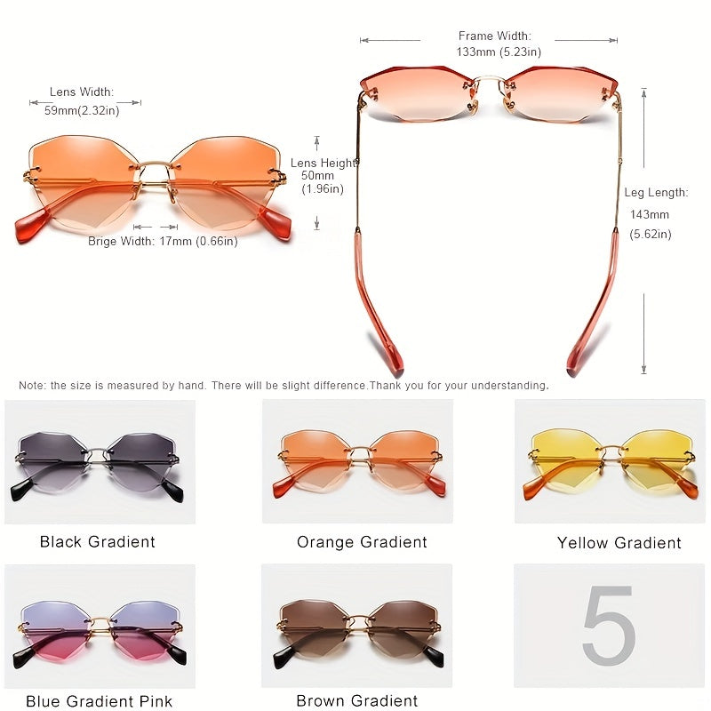 WIMN Vintage Rimless Cat Sunglasses Retro Gradient Sun Glasses UV400