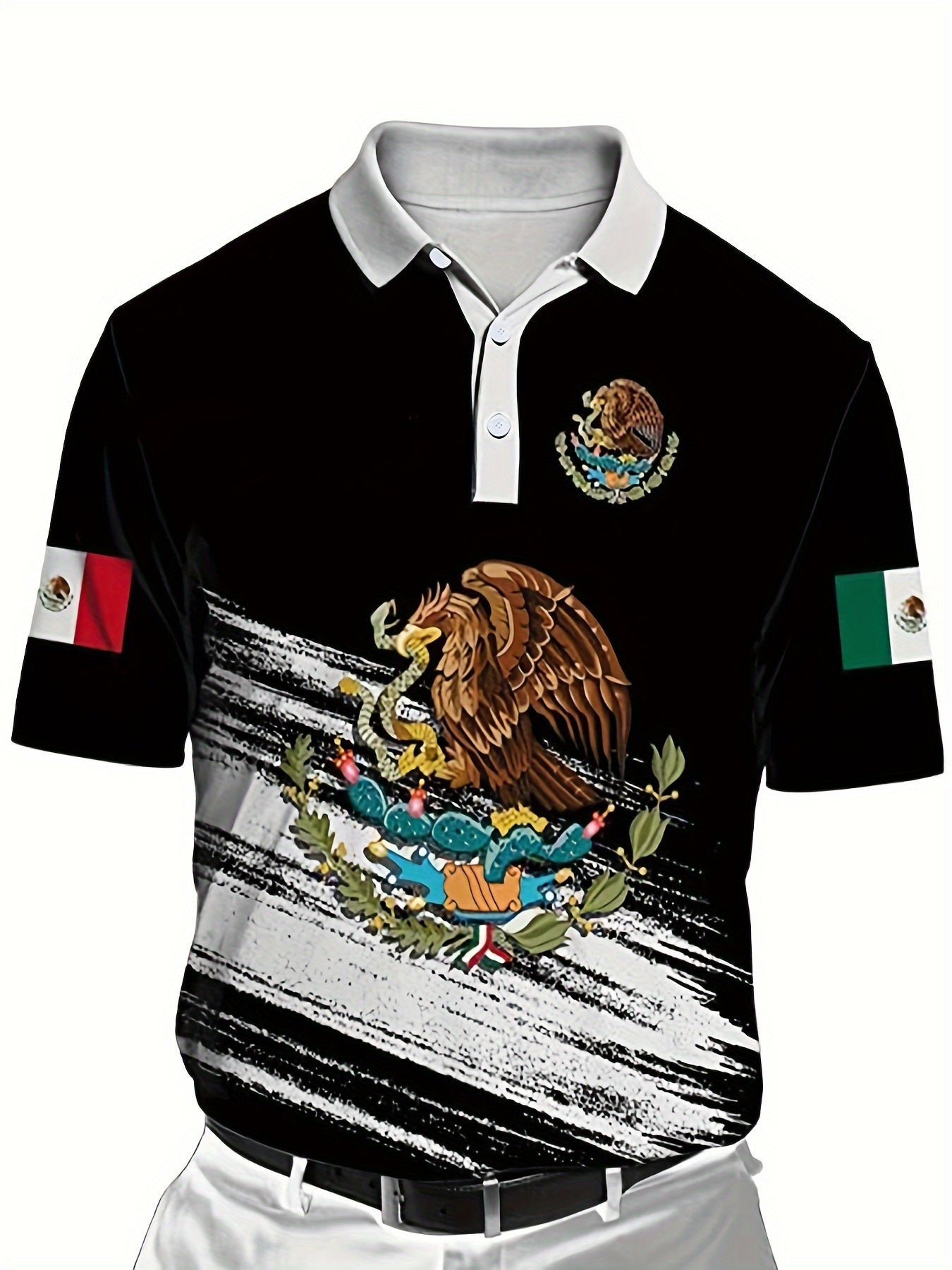 Eagle Pattern Men's Polo Shirt Custom Fit Short Sleeve