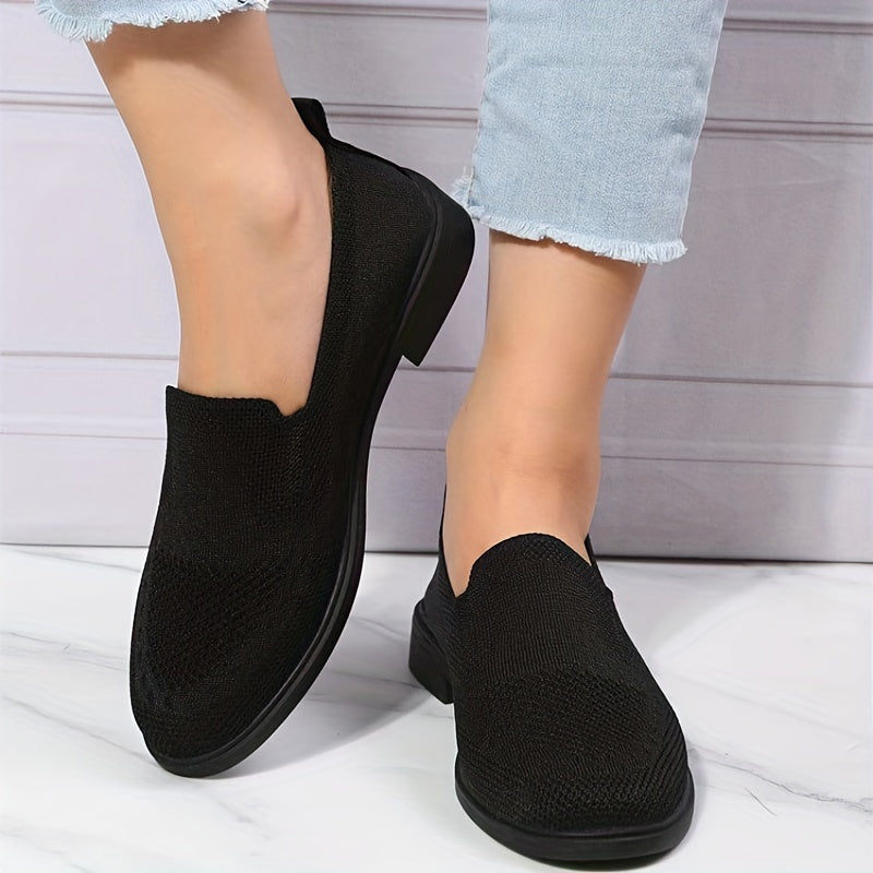 Women's Knitting Flat Slip On Shoes Casual Walking Shoes