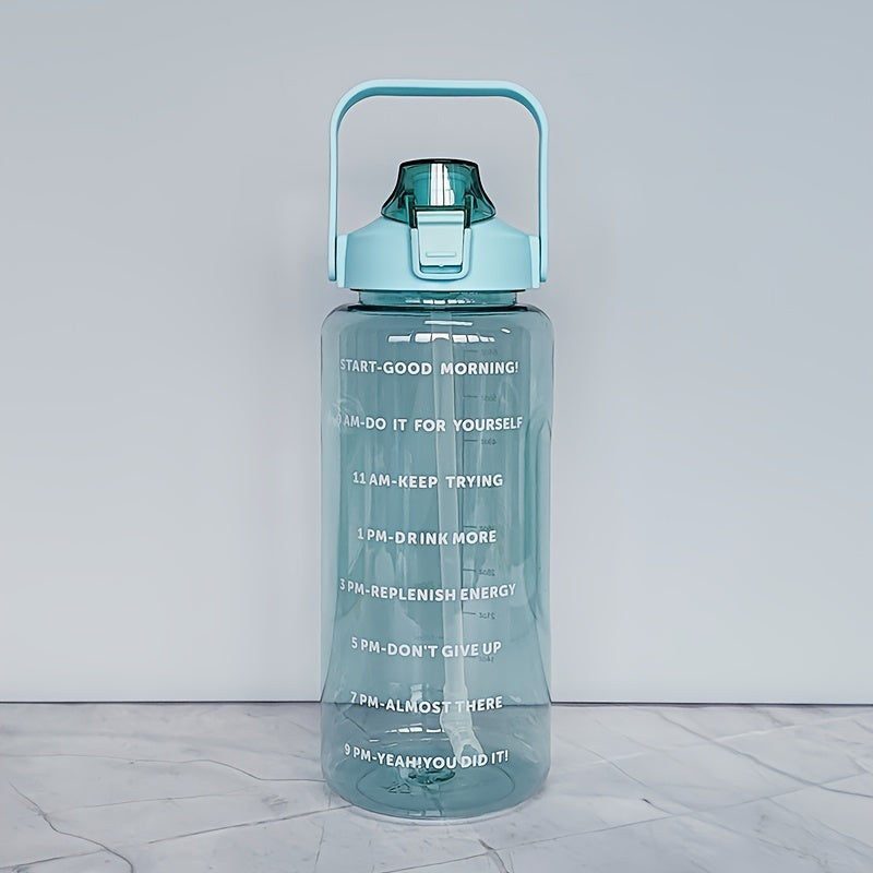 2L Portable Flip Top Water Bottle Clear Water Cup With Time Marker