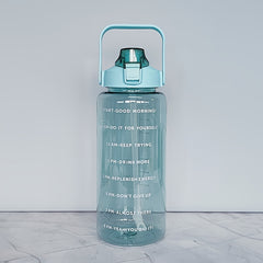 2L Portable Flip Top Water Bottle Clear Water Cup With Time Marker