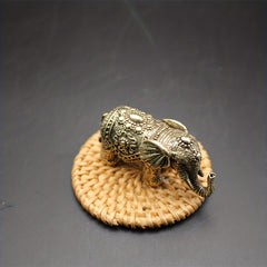 Solid Brass Elephant Keychain Men Handle Antique Pendant