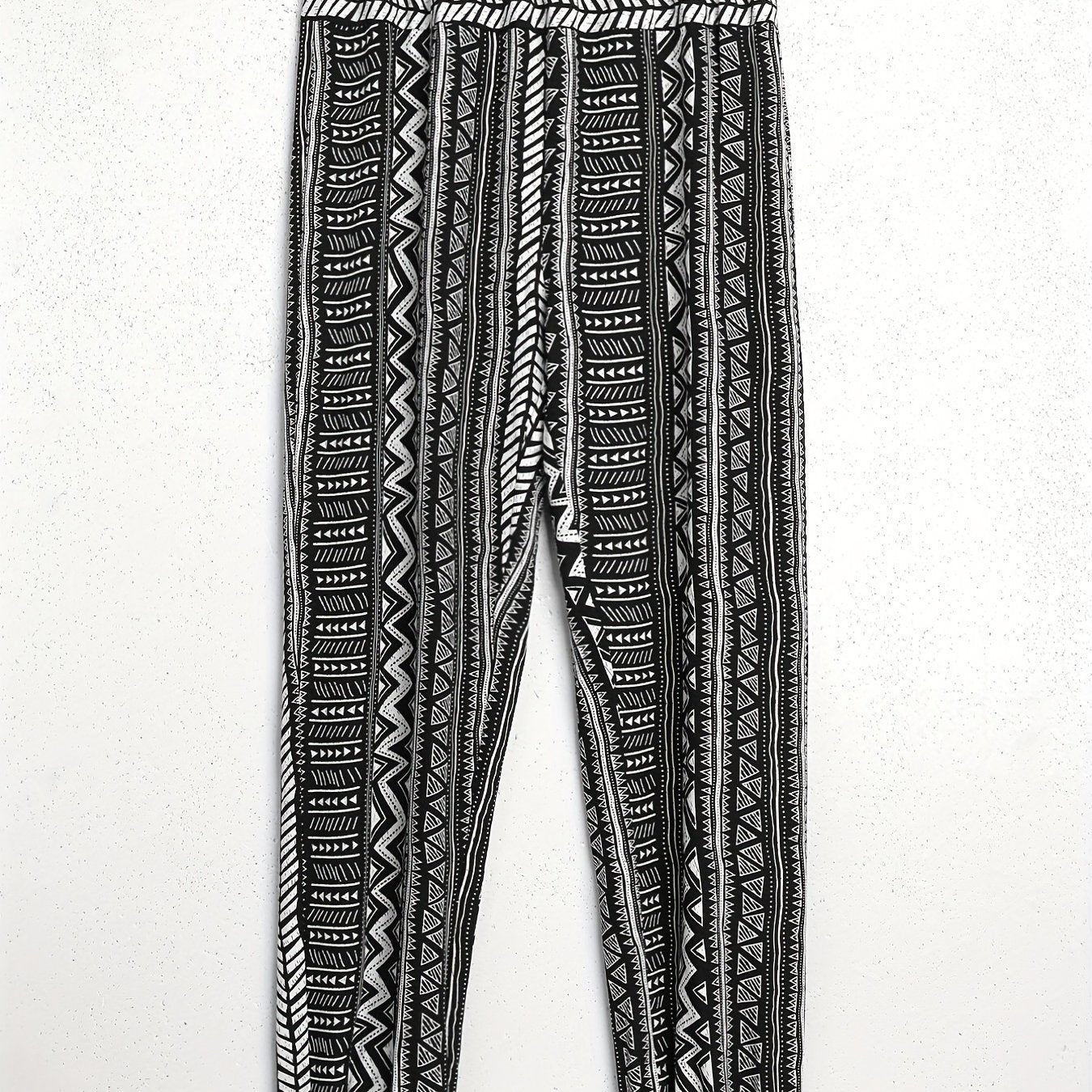 Geometric Print Elastic Waist Pants Casual Loose Pants