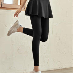 Stretchy Yoga Skirted Leggings for Women with Skirt Overlay