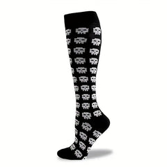 5 Pairs Plus Size Halloween Sports Calf Socks Women's Plus Skull Print