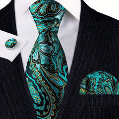 Men's Paisley Silk Tie Set for Formal Party