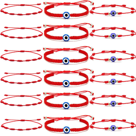 18 Pcs Red Devil Eye Protection Bracelet Adjustable Mexican Bracelet