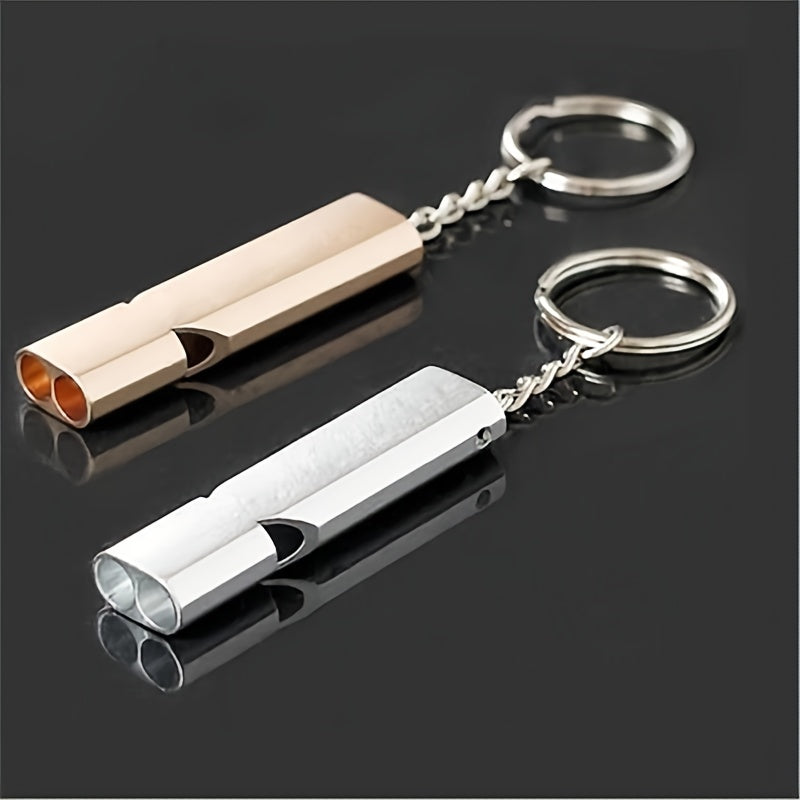 Aluminum Double Frequency Emergency Whistle with Keychain