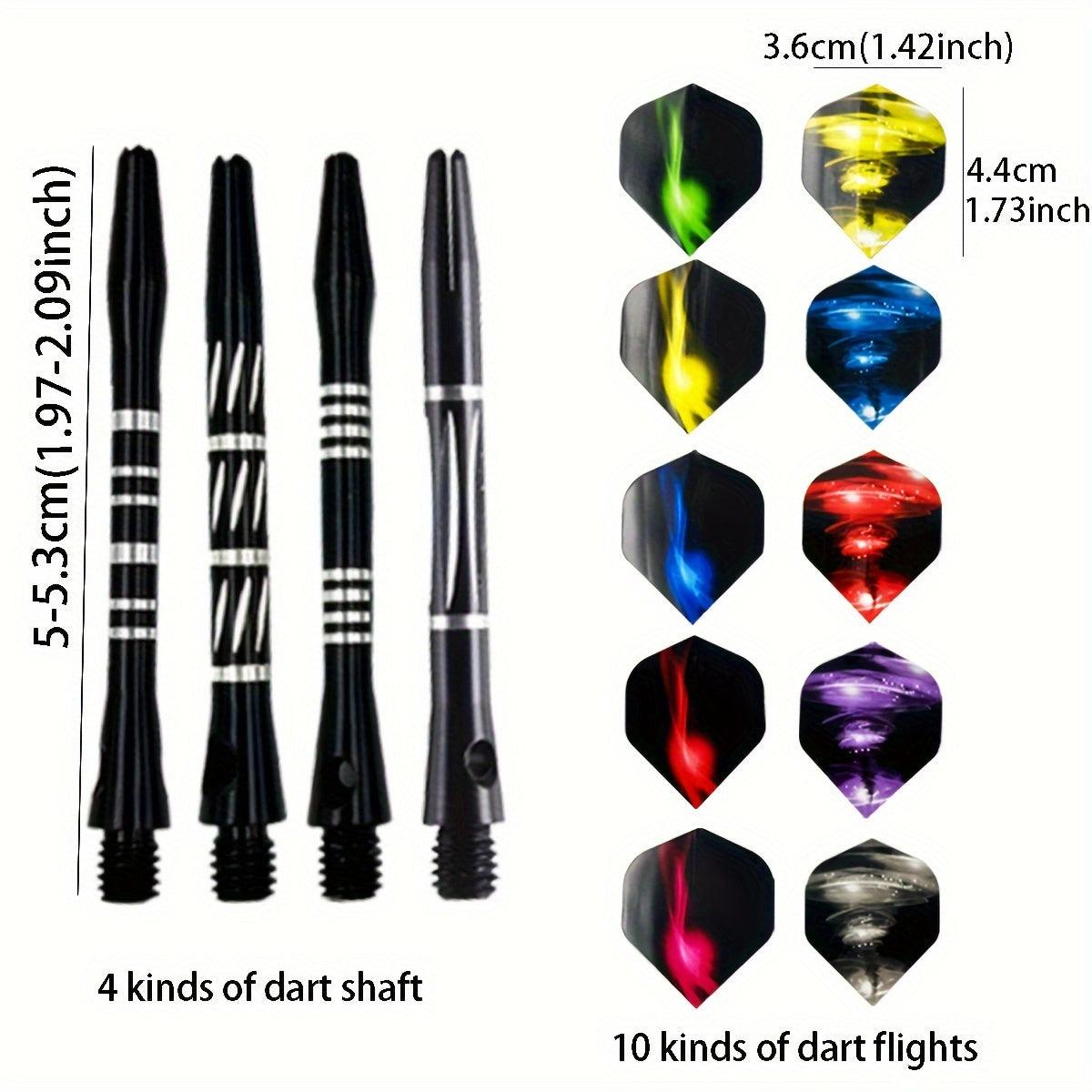 Dart Accessories Set With 24pcs Aluminum Rods, 30pcs Tail Wings, 50pcs O Rings