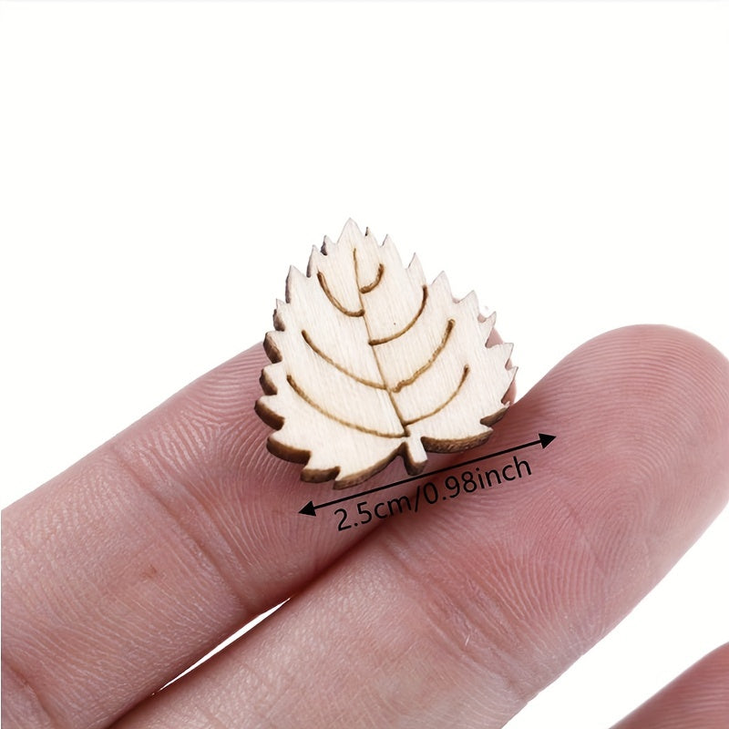 50pcs Mixed Flower Leaf Pattern Wooden Scrapbook DIY Crafts