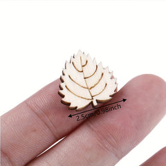50pcs Mixed Flower Leaf Pattern Wooden Scrapbook DIY Crafts