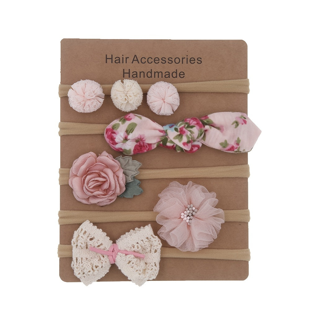 Baby Girls Mesh Flower Bow Headband Soft Nylon Hair Accessories Set