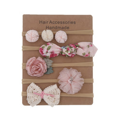 Baby Girls Mesh Flower Bow Headband Soft Nylon Hair Accessories Set
