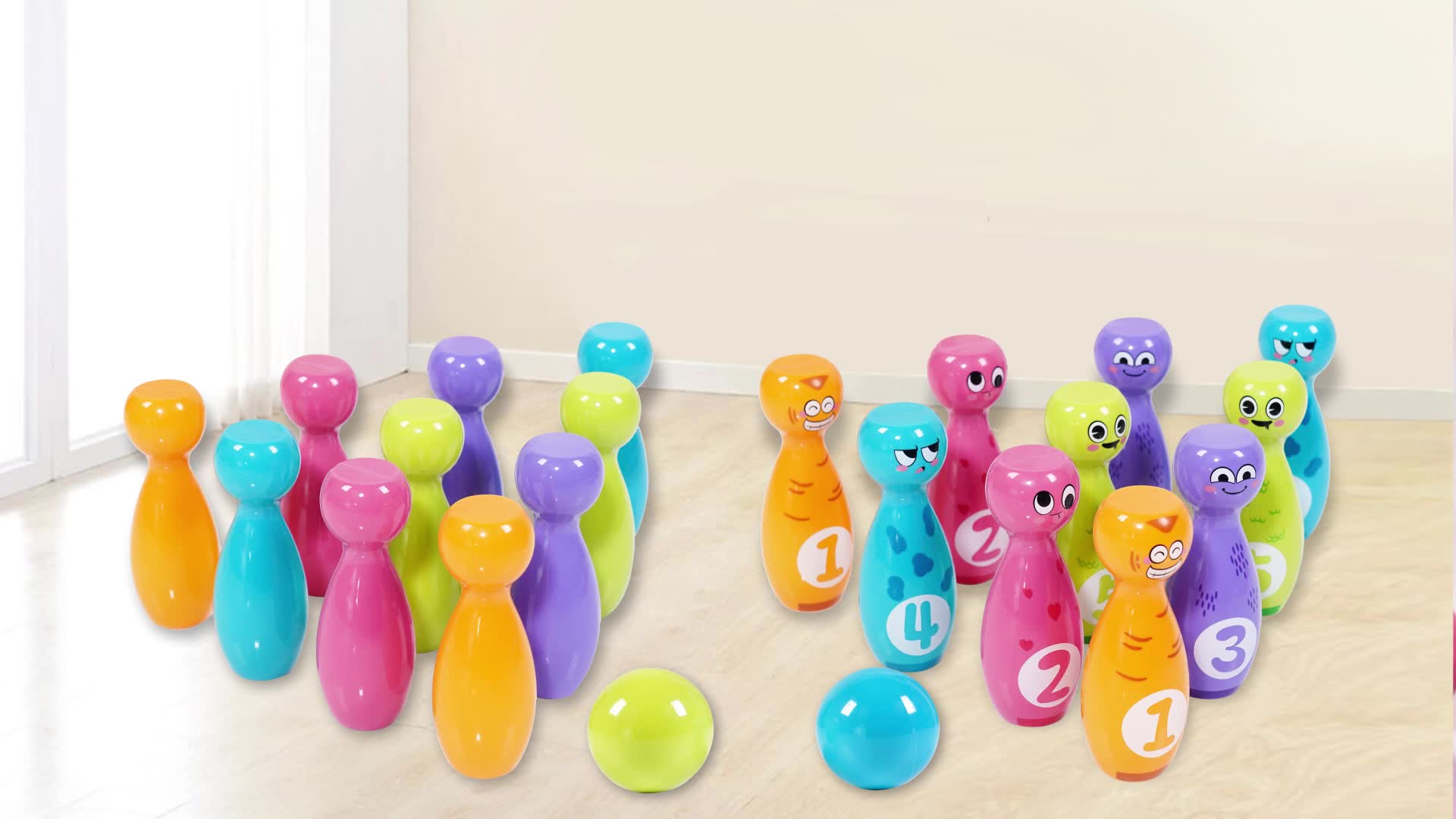 Kids Bowling Toy Set with Cartoon Fun Expressions