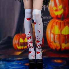 Blood Print Thigh High Socks Halloween Cosplay Over The Knee Socks