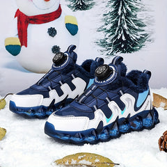 Boy's Chunky Shoes Hook Loop Fastener Warm Lining Comfy Non Slip Sneakers