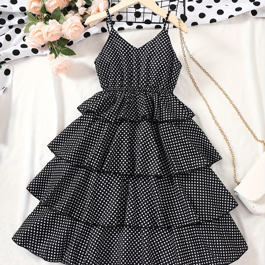 Girls Polka Dot Print Party Dress Kids Summer Clothes