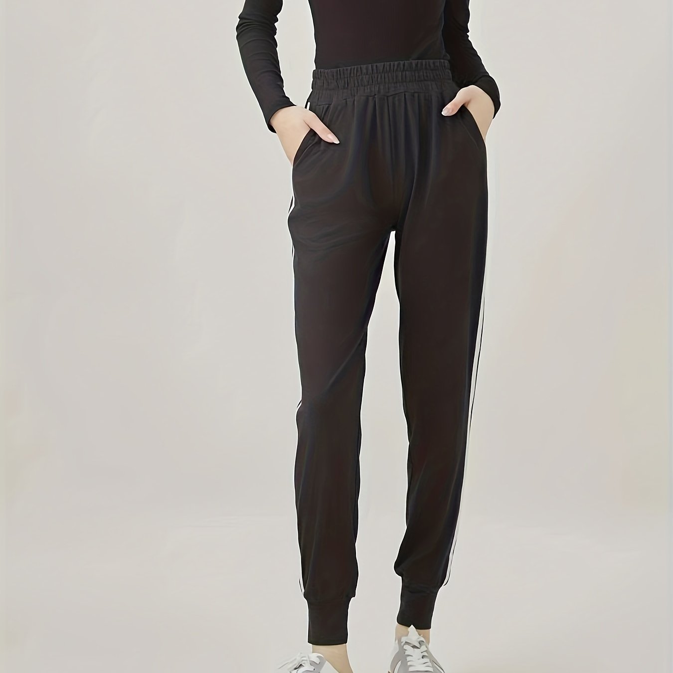 Colorblock Stripe Print High Stretch Trousers