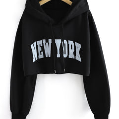 Letter Graphic Drop Shoulder Hoodie Long Sleeve Drawstring Hooded Sweatshirt