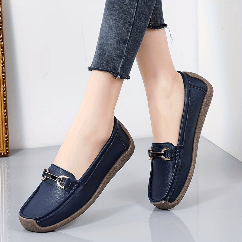 Women's Metal Decor Loafers Slip On Shoes Walking Shoes