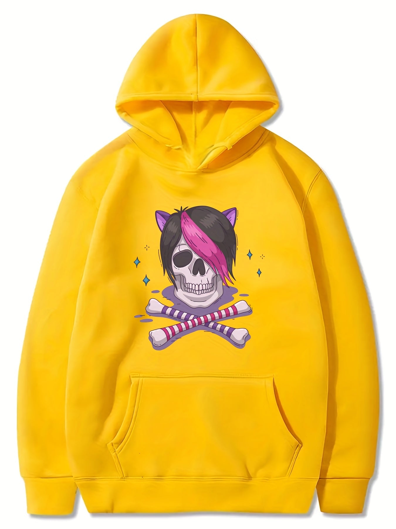 Skull & Bones Pattern Smart Hoodie Girls Halloween Party Top Pullovers